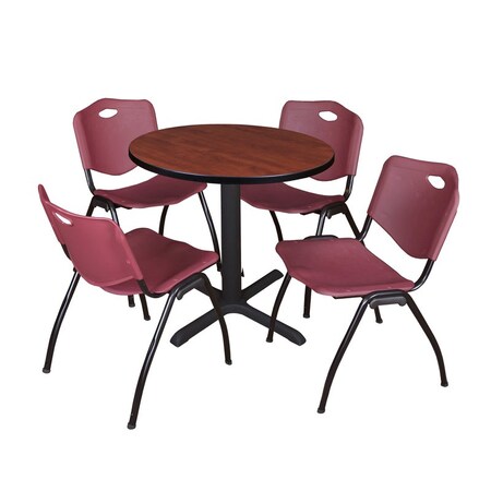 Cain Cain Round Table & Chair Set, Wood, Metal, Plastic Top, Cherry TB30RNDCH47BY